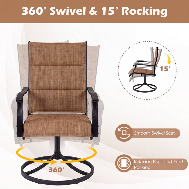 Swivel Patio Dining Chairs Set of 2 with Padded Seats by DirectDeals