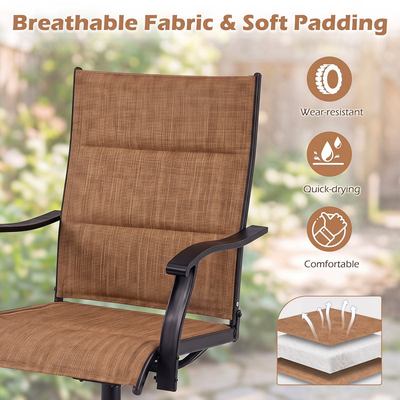 Swivel Patio Dining Chairs Set of 2 with Padded Seats by DirectDeals