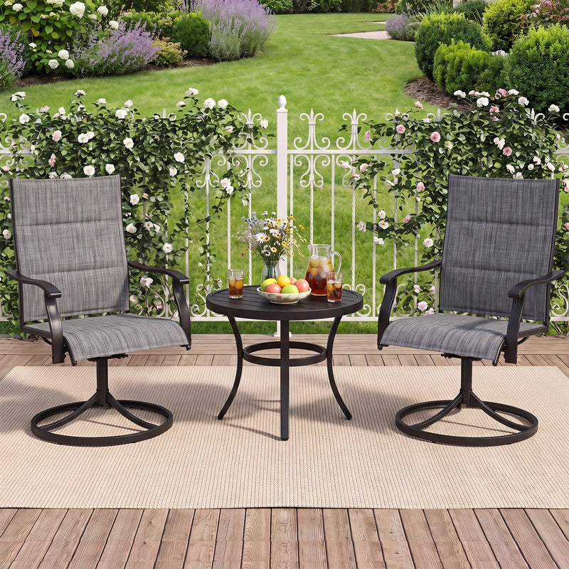 Swivel Patio Dining Chairs Set of 2 with Padded Seats by DirectDeals