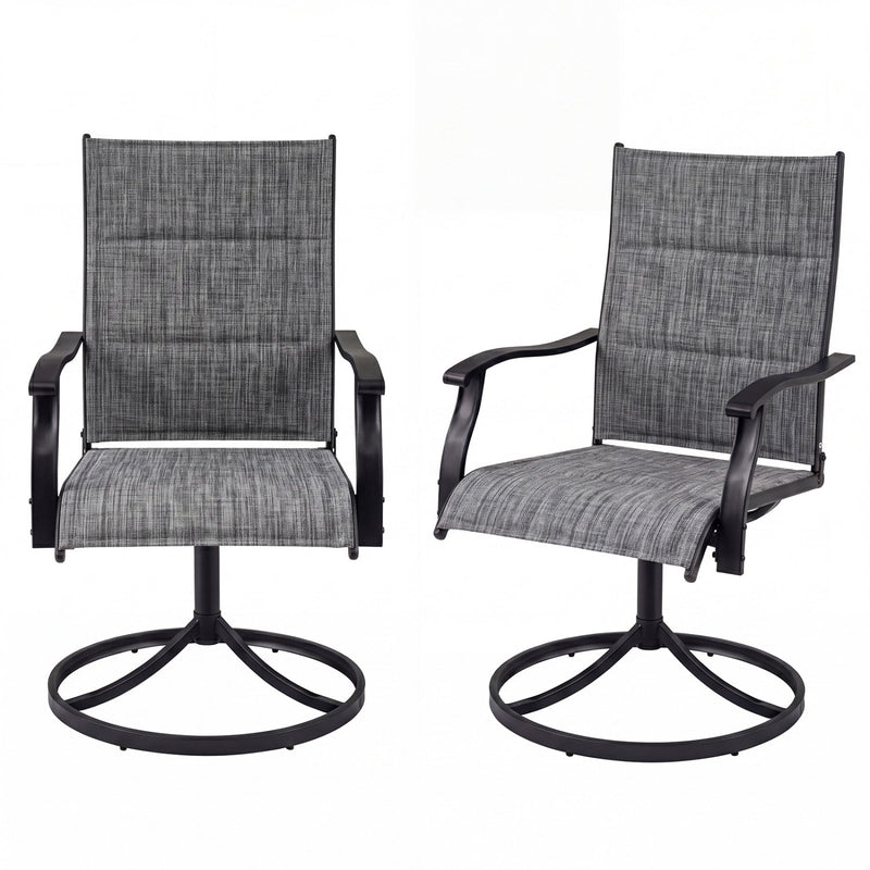 Swivel Patio Dining Chairs Set of 2 with Padded Seats by DirectDeals