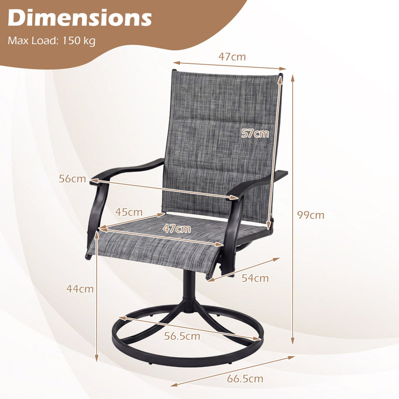Swivel Patio Dining Chairs Set of 2 with Padded Seats by DirectDeals