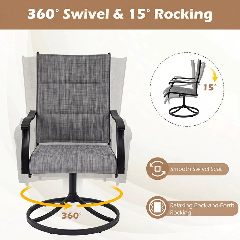 Swivel Patio Dining Chairs Set of 2 with Padded Seats by DirectDeals