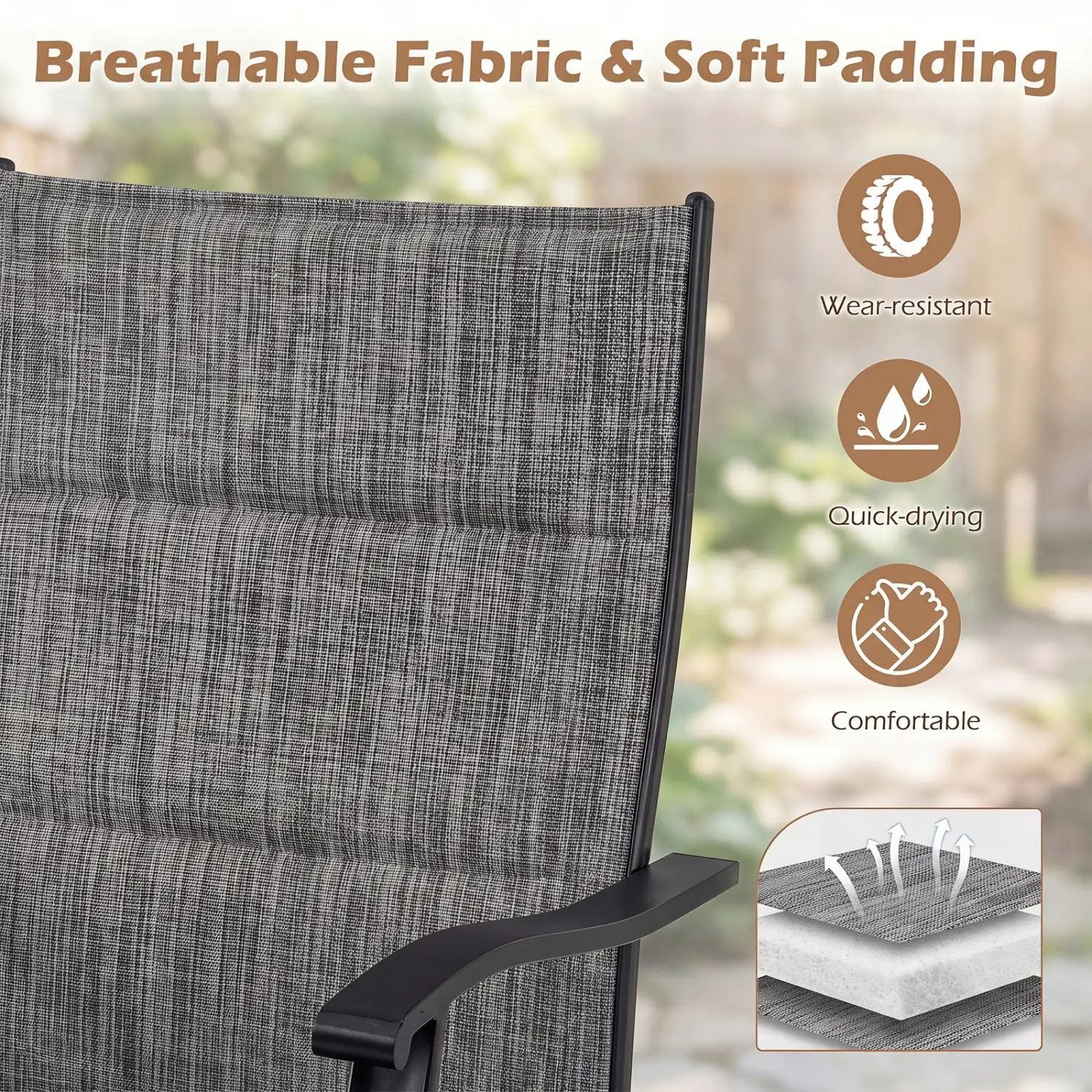 Swivel Patio Dining Chairs Set of 2 with Padded Seats by DirectDeals