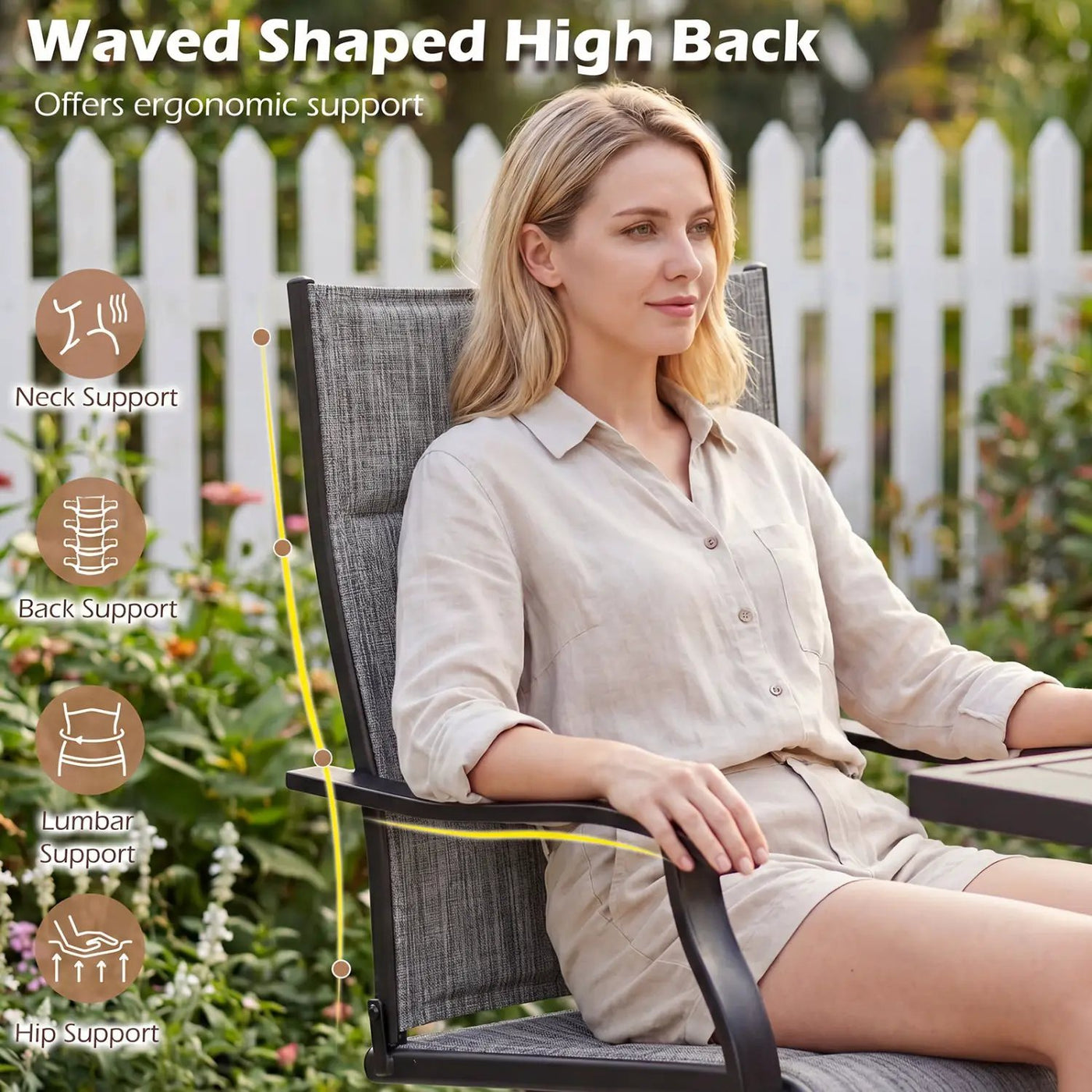 Swivel Patio Dining Chairs Set of 2 with Padded Seats by DirectDeals