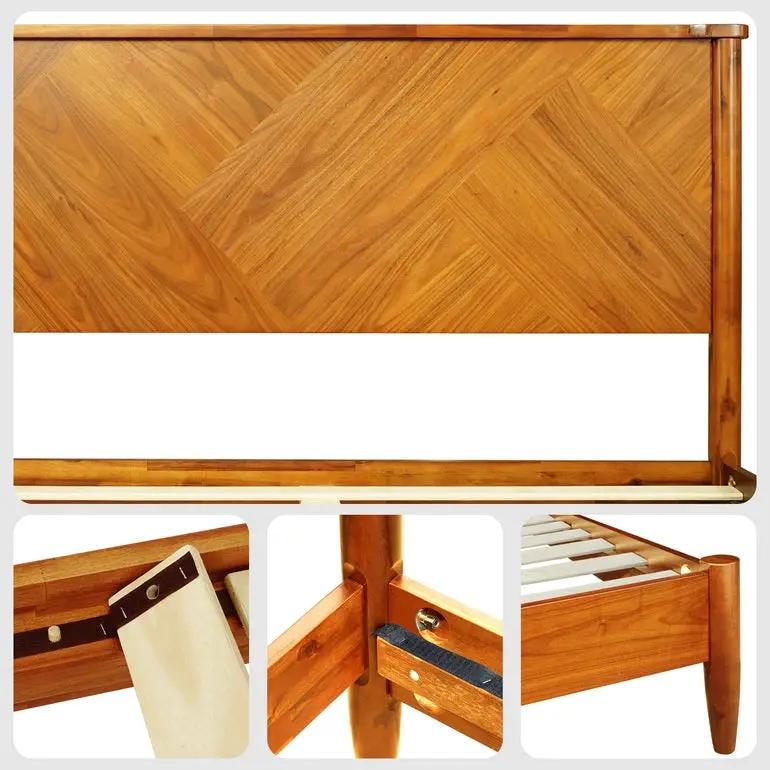 Panthera Solid Wood Bed Frame With Headboard by Megsu