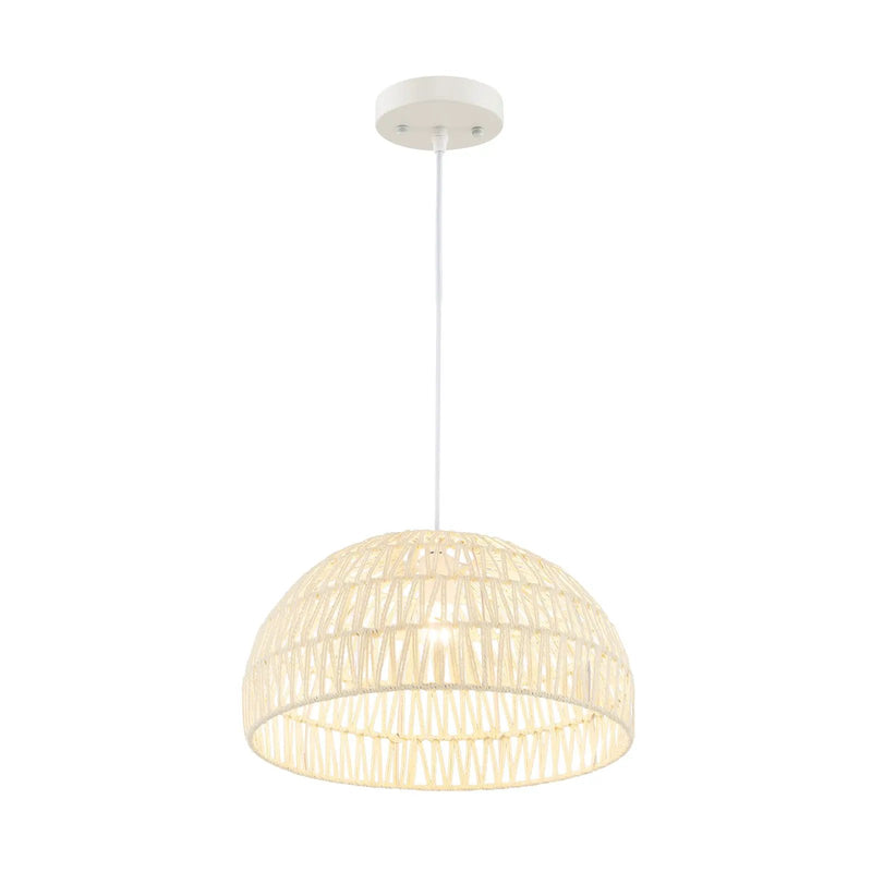 Farmhouse Rattan Pendant Lights with Adjustable Hanging Rope-Beige by DirectDeals