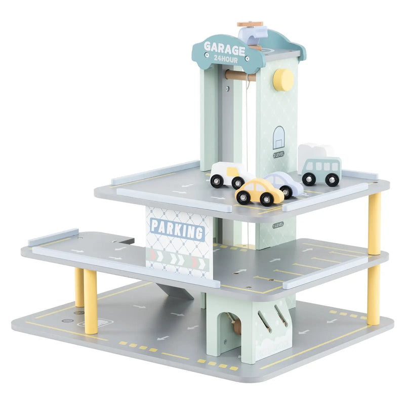 Parking Garage Playset with 4 Cars and Helicopter-Gray by DirectDeals