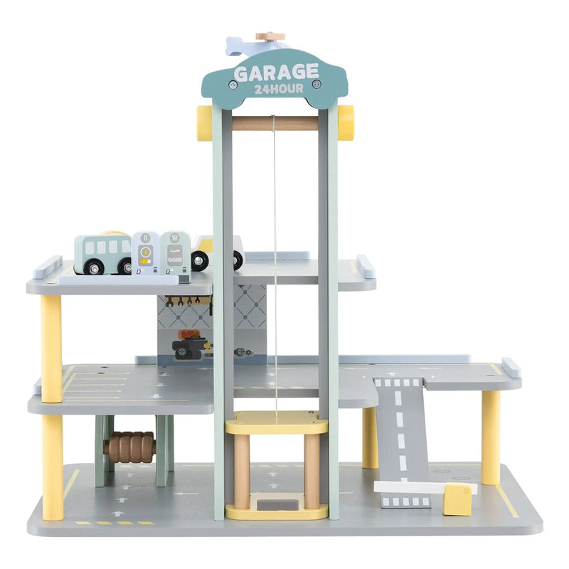 Parking Garage Playset with 4 Cars and Helicopter-Gray by DirectDeals