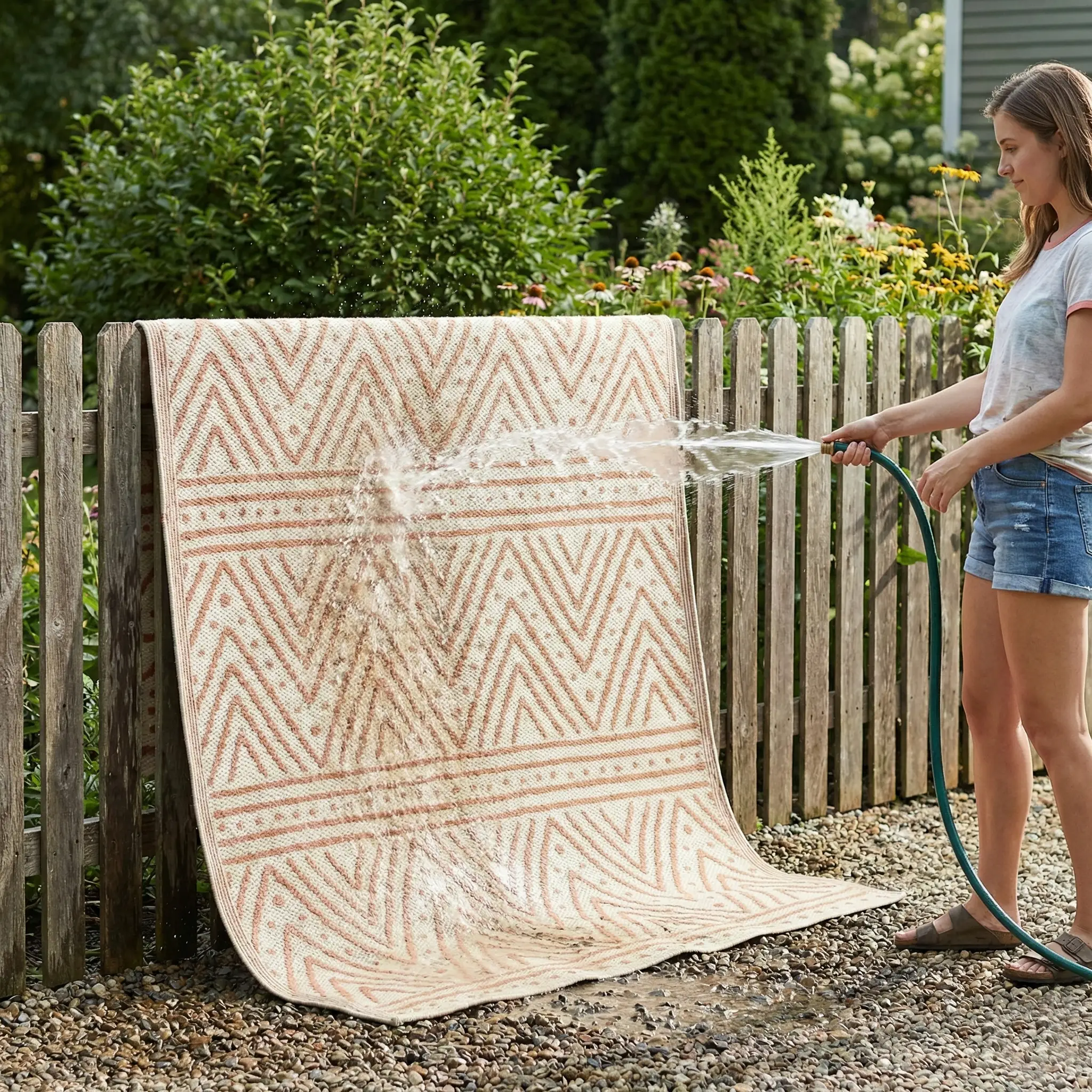 Patan - Coral Outdoor Rug for Patio by Fab Habitat