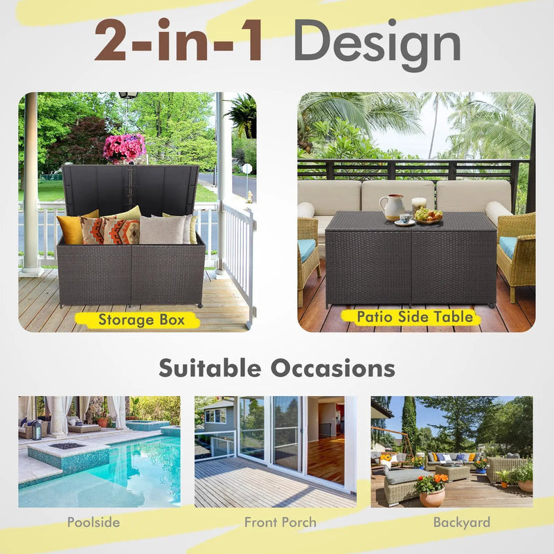 175 Gallon Outdoor Storage Box with Universal Wheels and Zippered Liner by DirectDeals