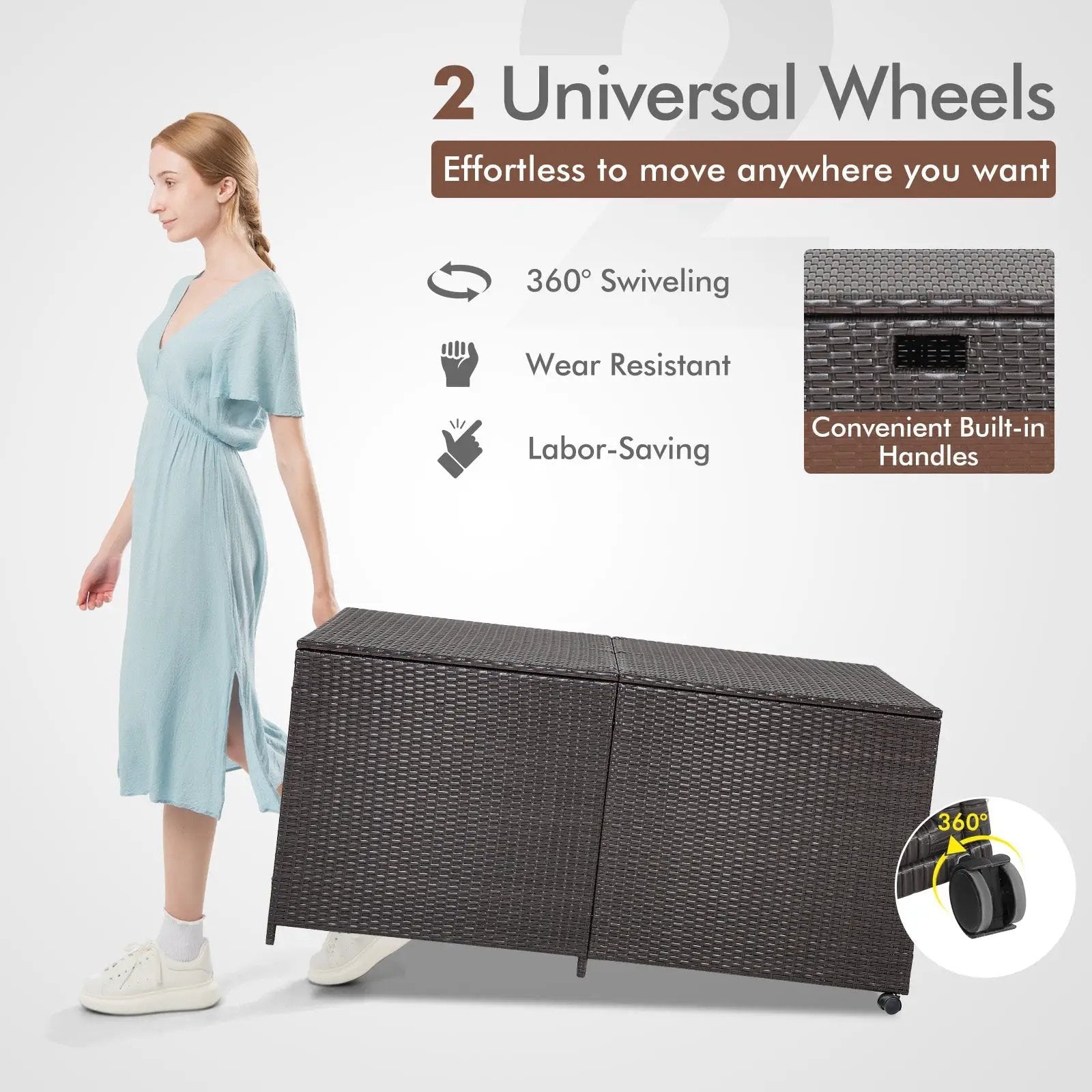 175 Gallon Outdoor Storage Box with Universal Wheels and Zippered Liner by DirectDeals