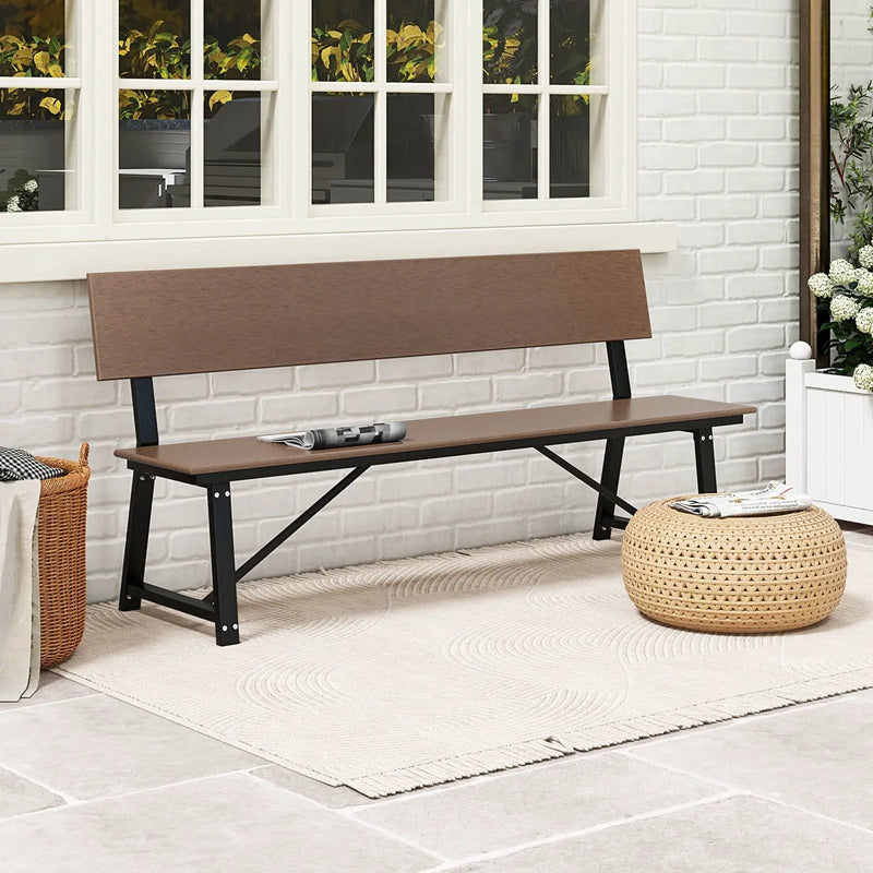 72-Inch Outdoor Bench with HDPE Seat & Back, 1100 lbs Capacity by DirectDeals