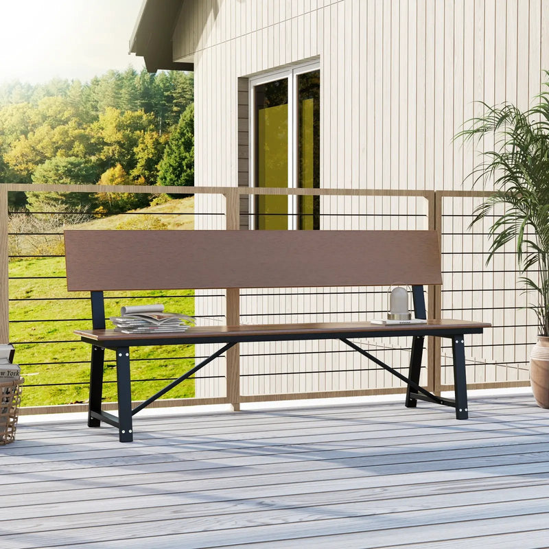 72-Inch Outdoor Bench with HDPE Seat & Back, 1100 lbs Capacity by DirectDeals