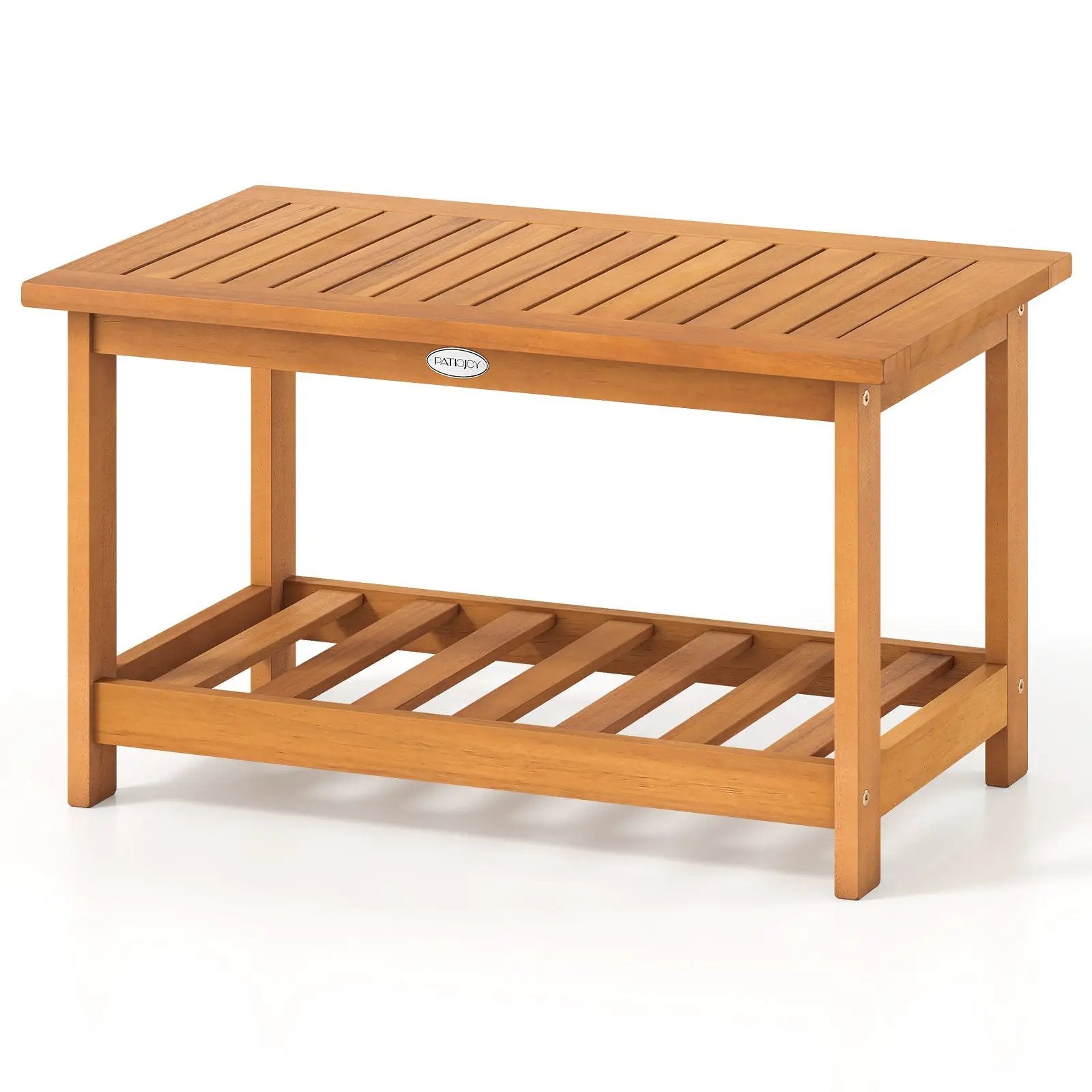 Patio Acacia Wood Coffee Table 2-Tier Rectangular Center Table by DirectDeals