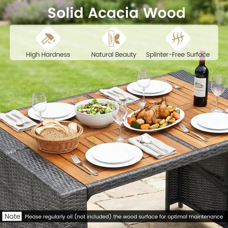Patio Acacia Wood Dining Set for Home by DirectDeals