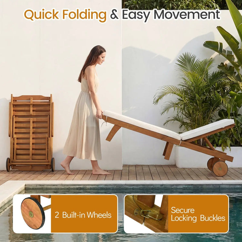 Patio Acacia Wood Lounge Chair Chaise Recliner by DirectDeals