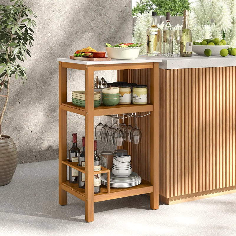 Patio Acacia Wood Storage Cabinet Patio Buffet Cabinet Bar Table by DirectDeals