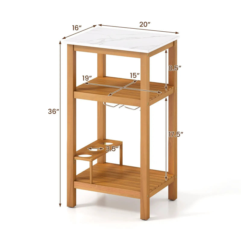 Patio Acacia Wood Storage Cabinet Patio Buffet Cabinet Bar Table by DirectDeals