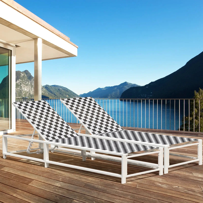 Outdoor Adjustable Patio Chaise Lounge Chair with Wheels and Sturdy Metal Frame by DirectDeals