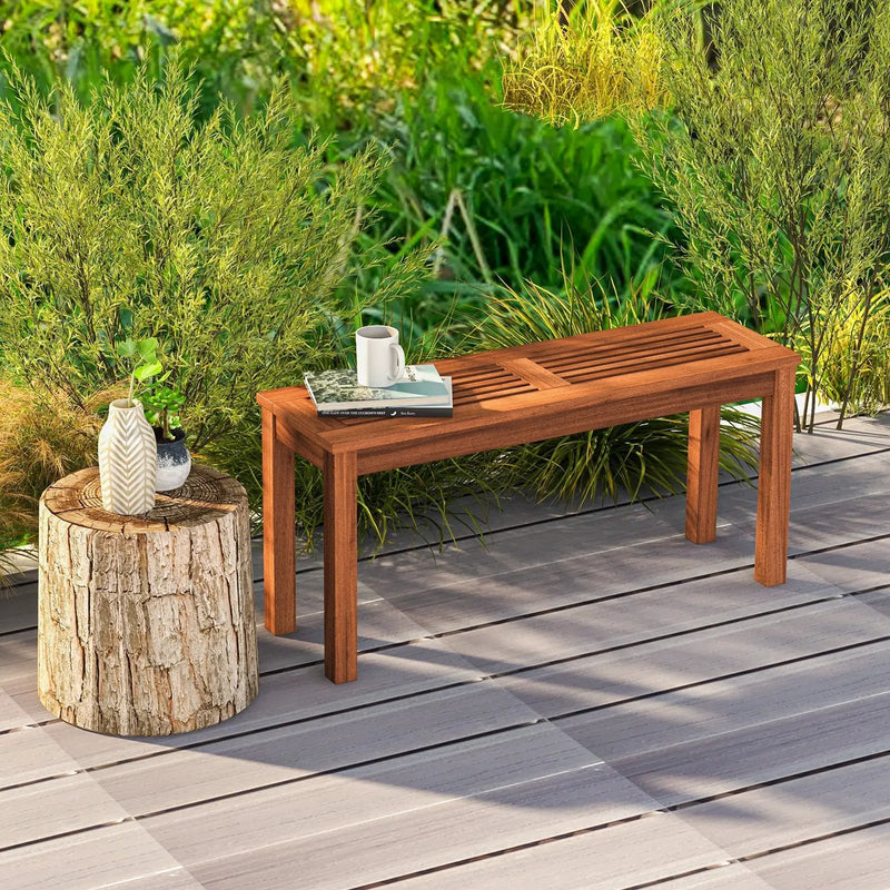 2-Seater Patio Backless Dining Bench with Breathable Slatted Seat by DirectDeals