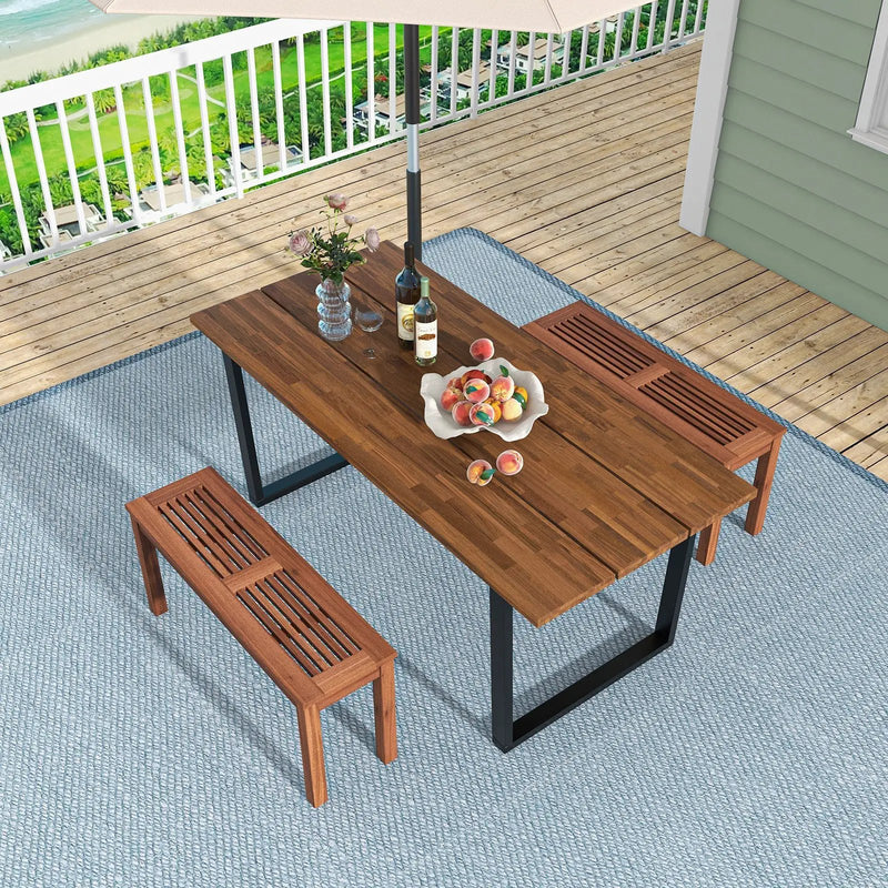 2-Seater Patio Backless Dining Bench with Breathable Slatted Seat by DirectDeals