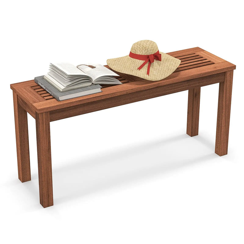 2-Seater Patio Backless Dining Bench with Breathable Slatted Seat by DirectDeals
