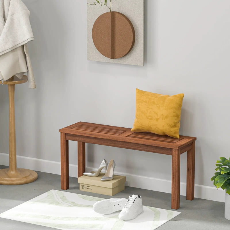 2-Seater Patio Backless Dining Bench with Breathable Slatted Seat by DirectDeals