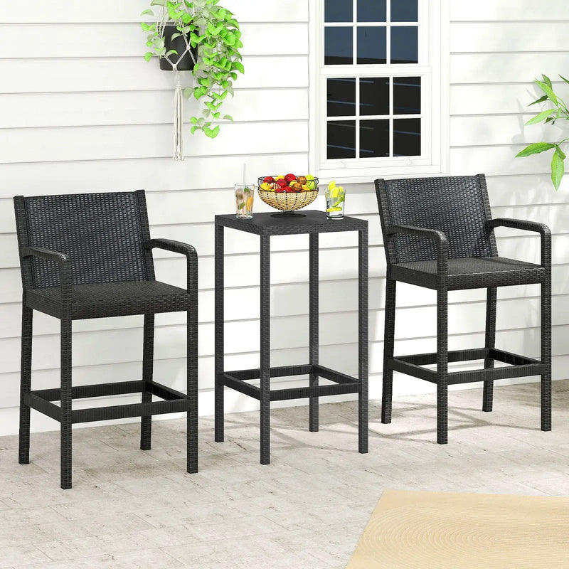 3 Pieces Patio Bar Set with 2 Stools and 1 Bar Table-Black by DirectDeals