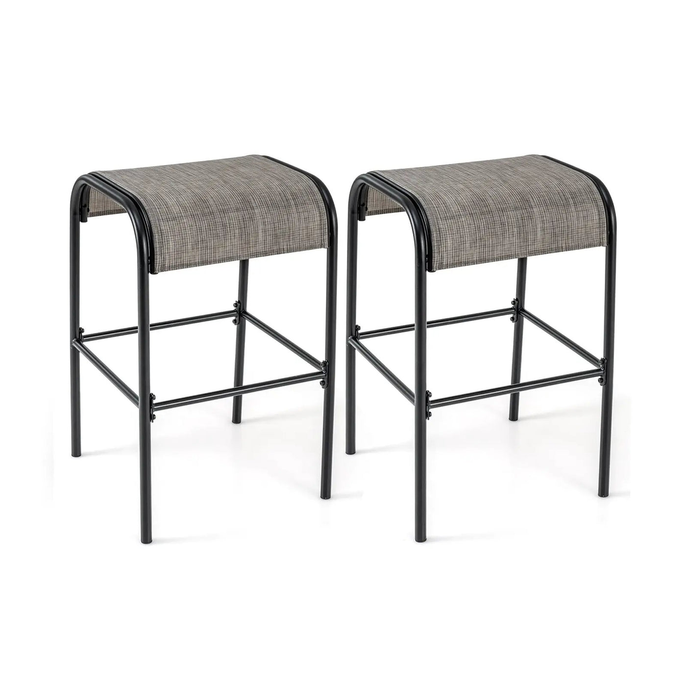 Set of 2/4 Patio Metal Bar Stools with Curved Fabric Seat by DirectDeals