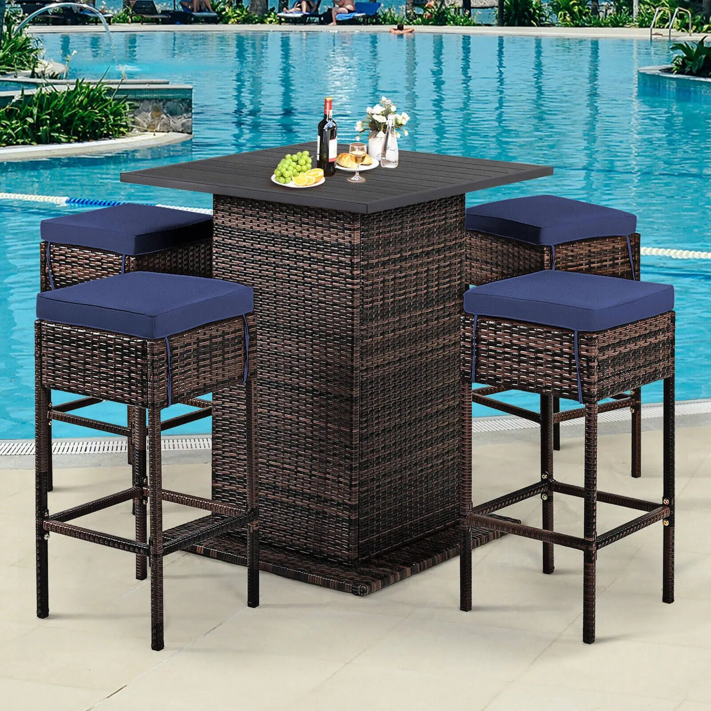 5 Pieces Patio Rattan Bar by DirectDeals