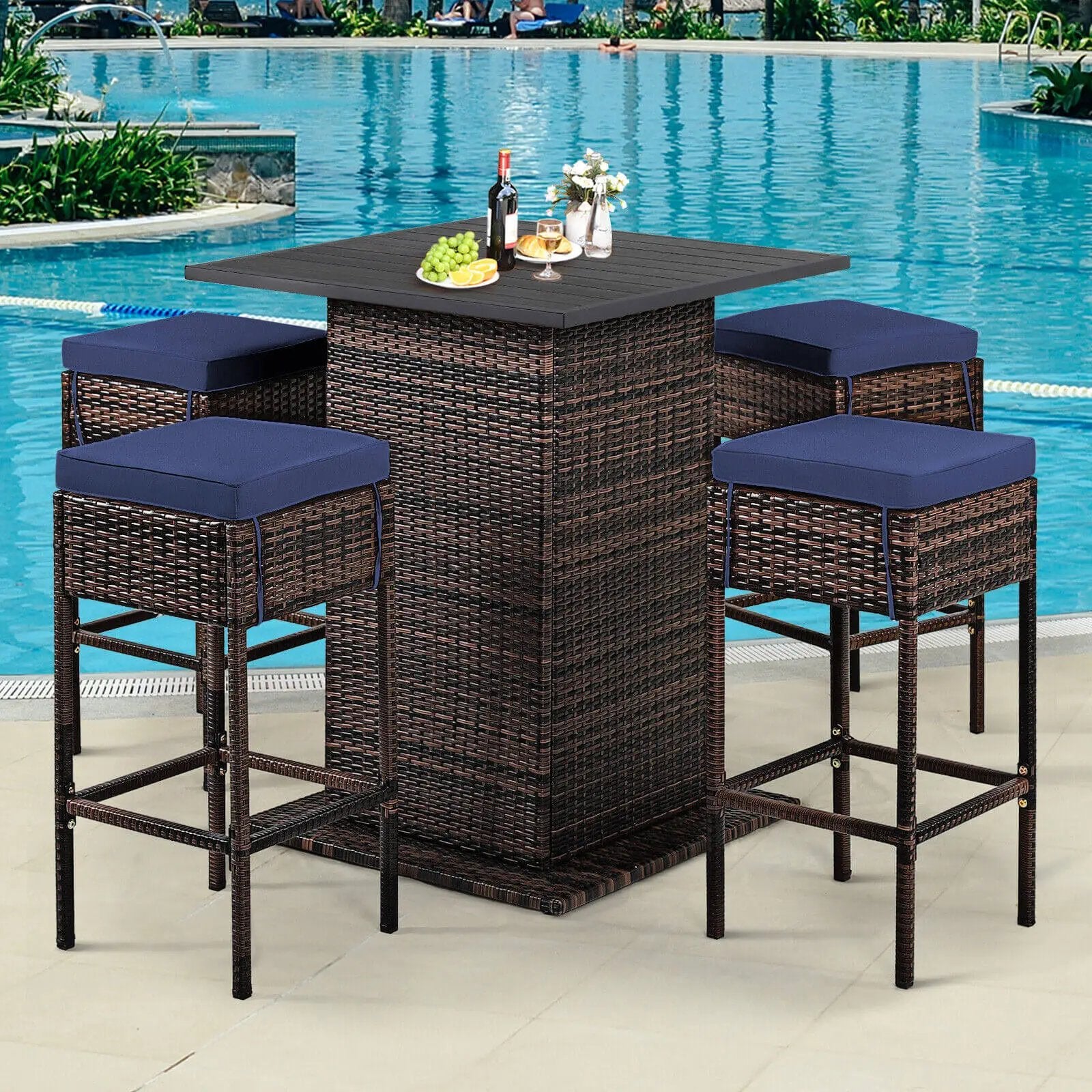 5 Pieces Patio Rattan Bar by DirectDeals