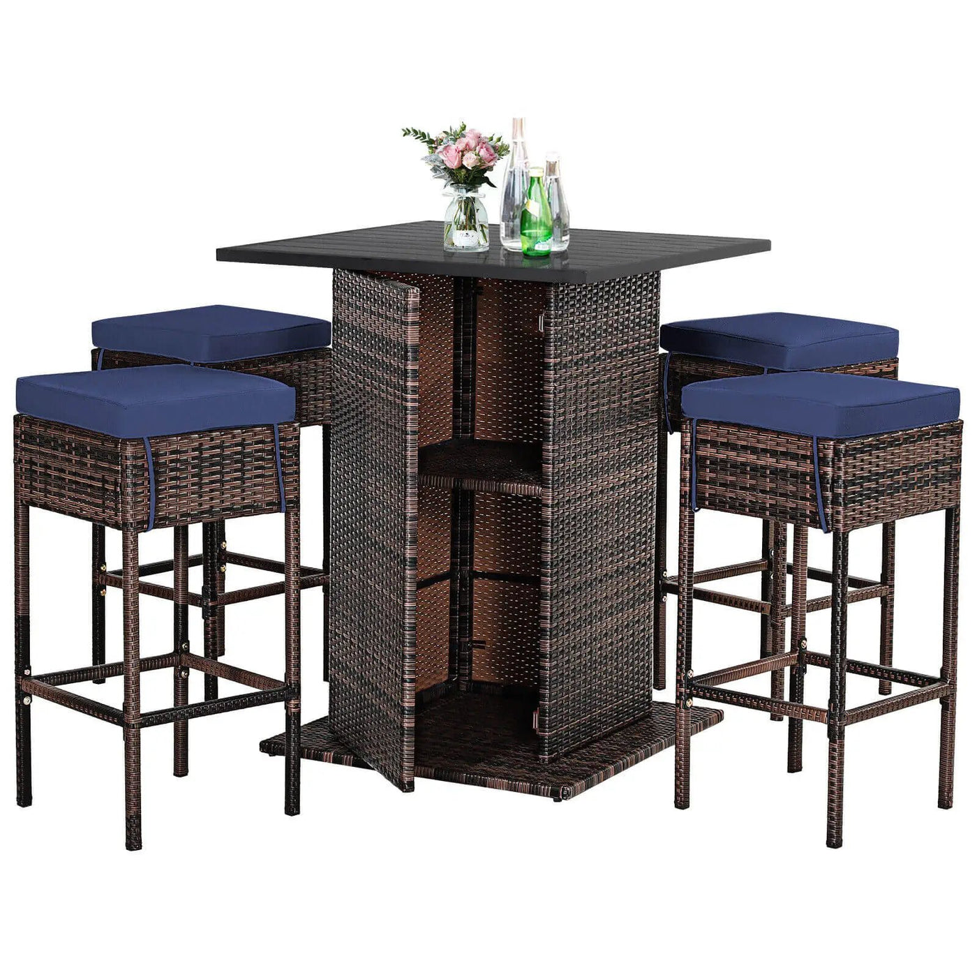 5 Pieces Patio Rattan Bar by DirectDeals