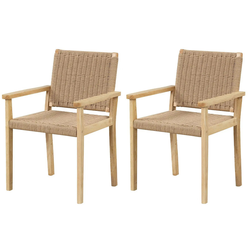 Wood Dining Chair Set of 2 with Woven Rope Seat by DirectDeals