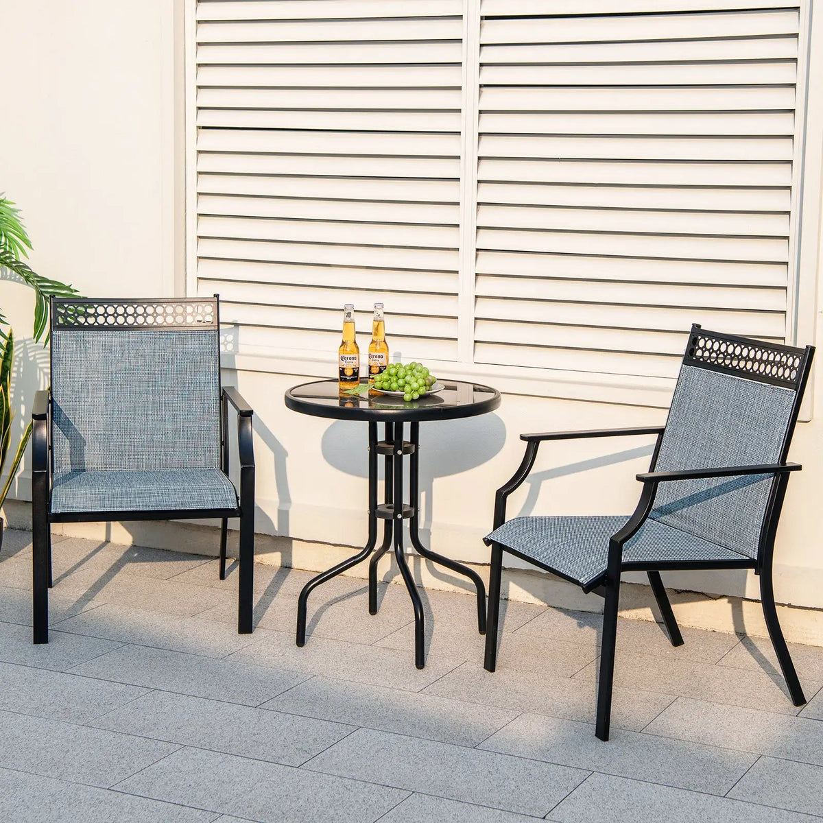 Patio Chairs Set of 2 with All Weather Breathable Fabric by DirectDeals