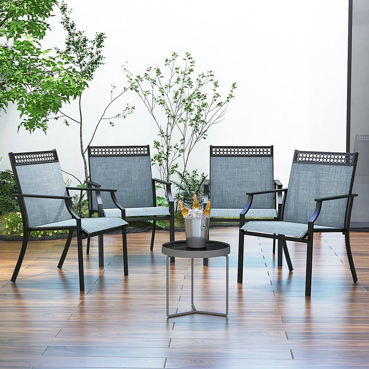 Patio Chairs Set of 2 with All Weather Breathable Fabric by DirectDeals