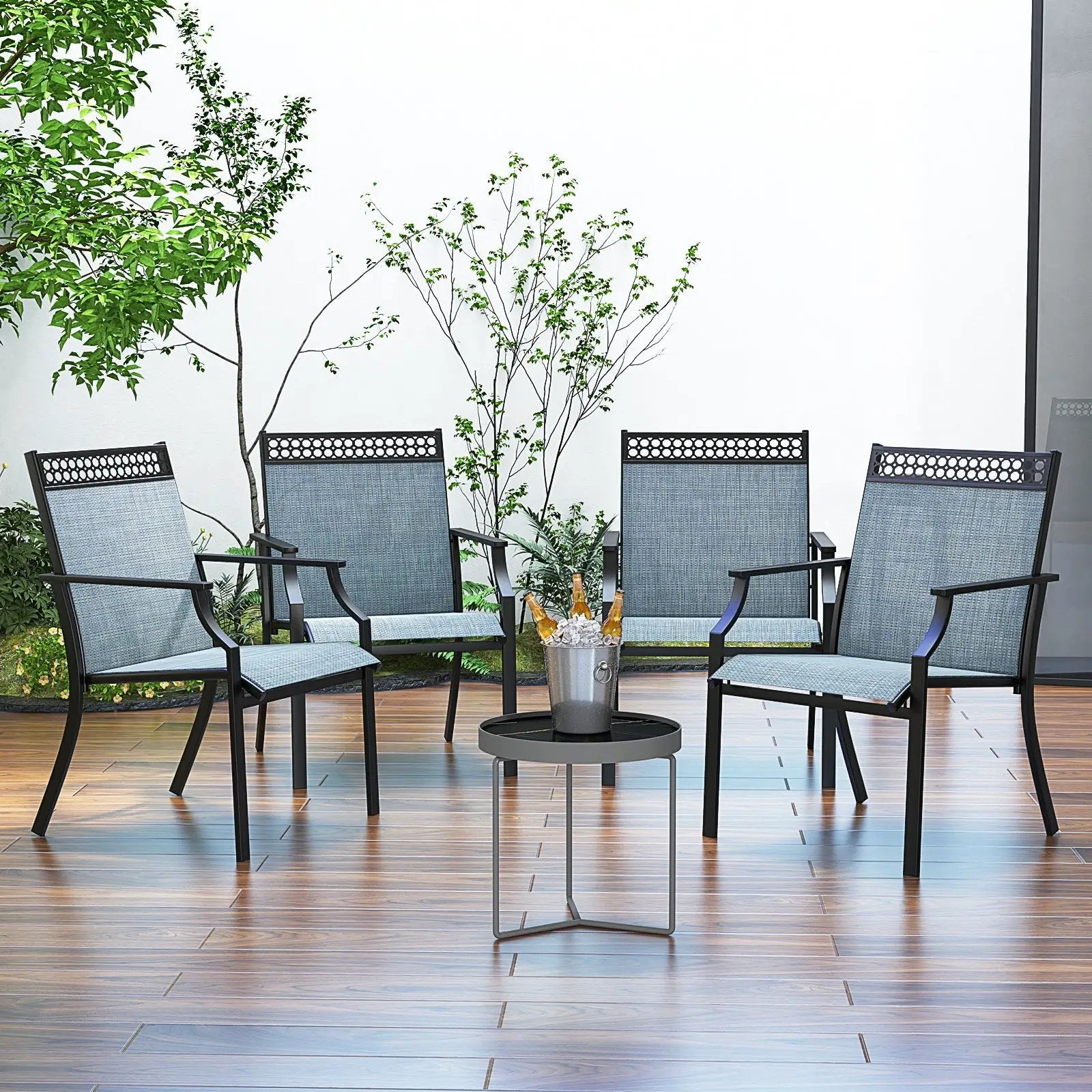 Patio Chairs Set of 2 with All Weather Breathable Fabric by DirectDeals