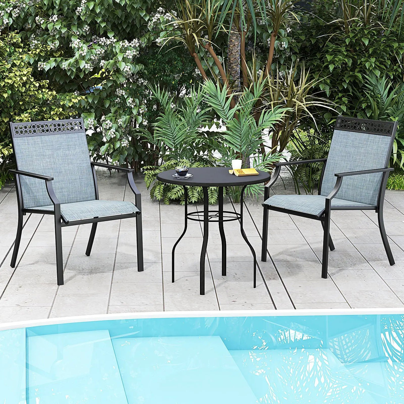 Patio Chairs Set of 2 with All Weather Breathable Fabric by DirectDeals