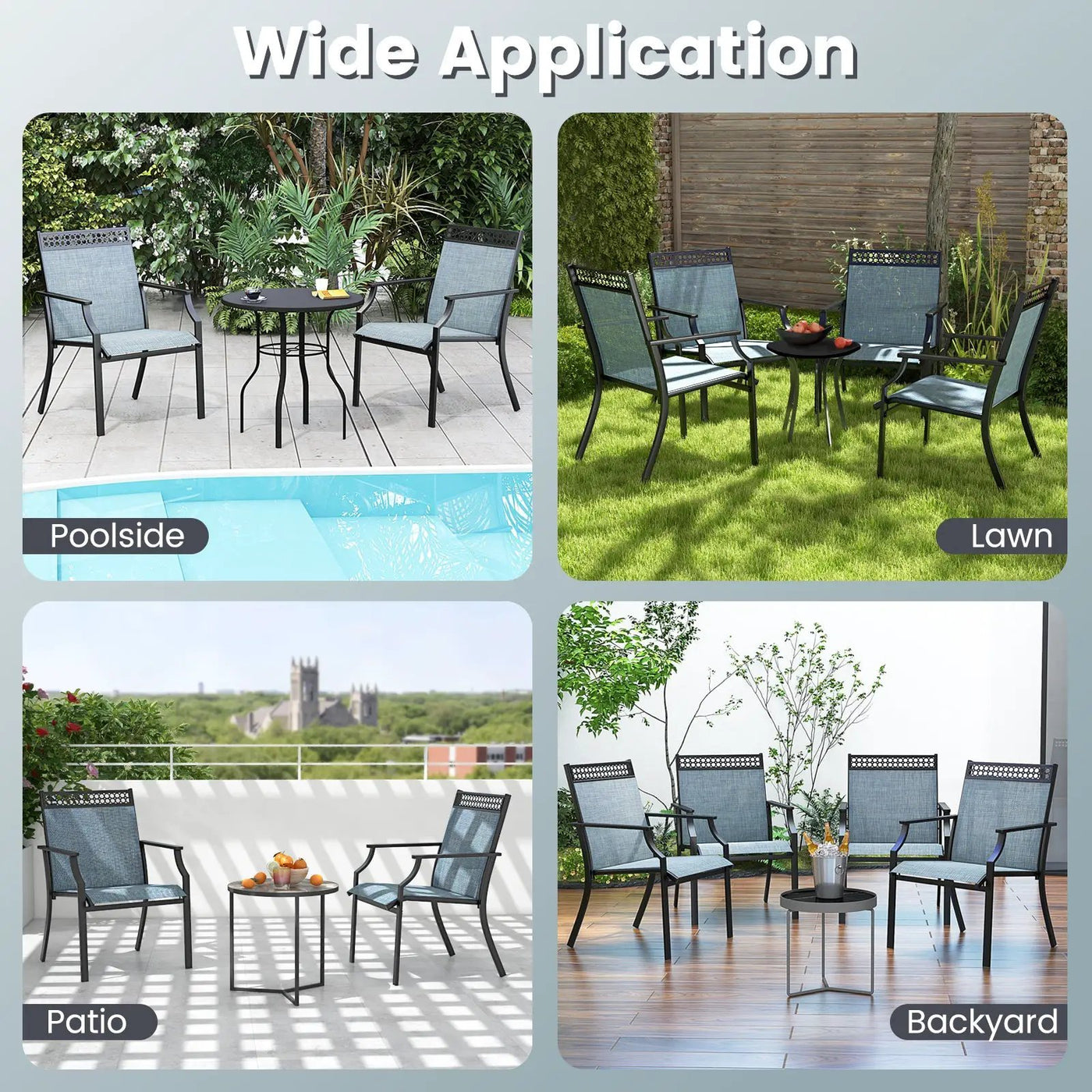 Patio Chairs Set of 2 with All Weather Breathable Fabric by DirectDeals