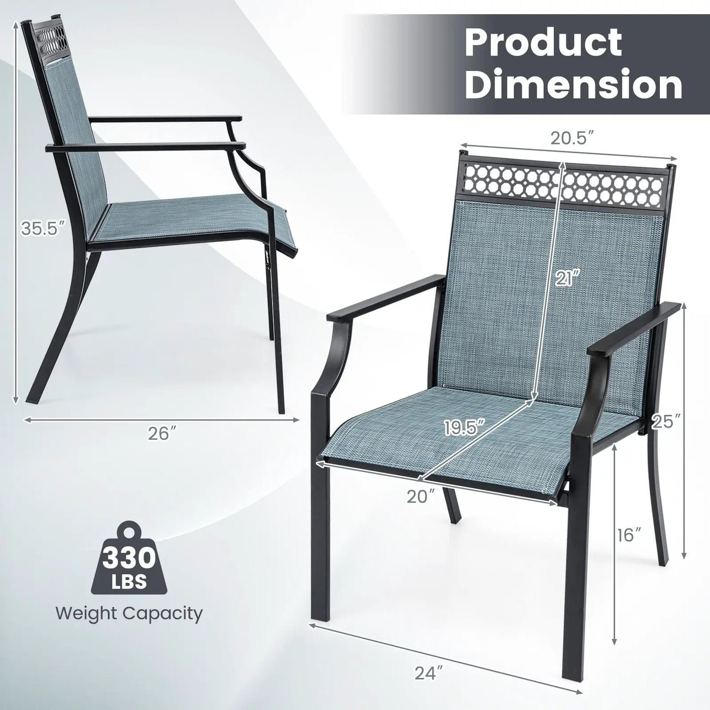 Patio Chairs Set of 2 with All Weather Breathable Fabric by DirectDeals