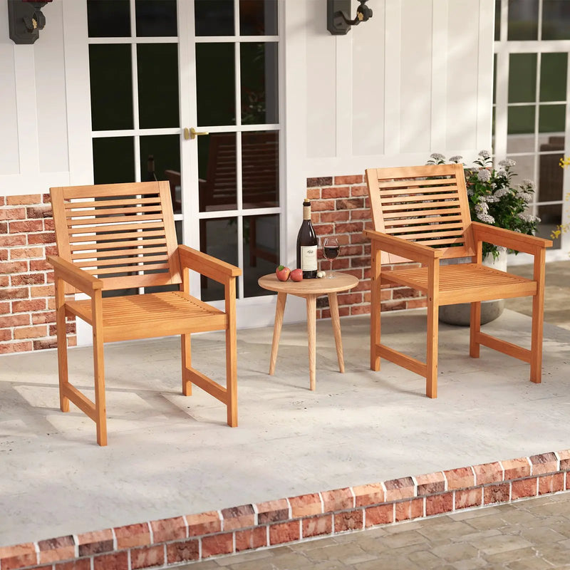 Patio Chairs Set of 2 with Inclined Backrests and Slatted Seats by DirectDeals