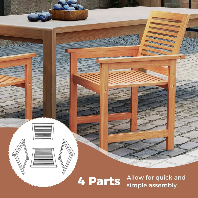 Patio Chairs Set of 2 with Inclined Backrests and Slatted Seats by DirectDeals