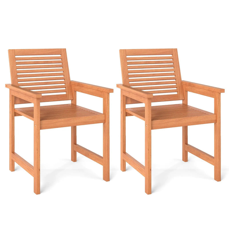 Patio Chairs Set of 2 with Inclined Backrests and Slatted Seats by DirectDeals