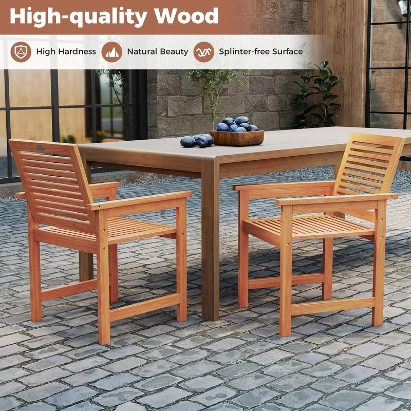 Patio Chairs Set of 2 with Inclined Backrests and Slatted Seats by DirectDeals