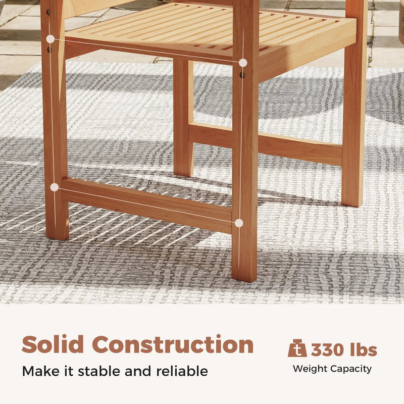 Patio Chairs Set of 2 with Inclined Backrests and Slatted Seats by DirectDeals