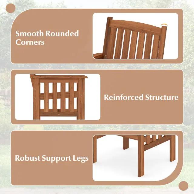 Patio Chairs Set of 2 Outdoor Solid Wood Chairs with Slatted Seat and Inclined Backrest by DirectDeals