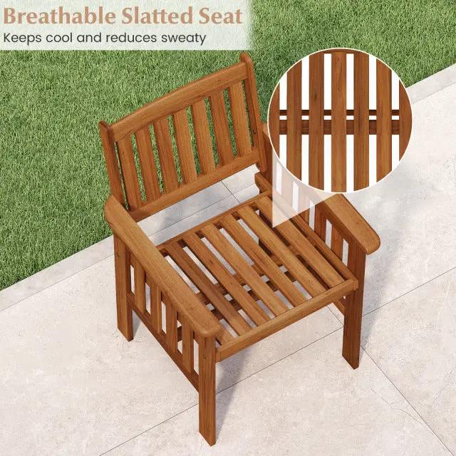Patio Chairs Set of 2 Outdoor Solid Wood Chairs with Slatted Seat and Inclined Backrest by DirectDeals