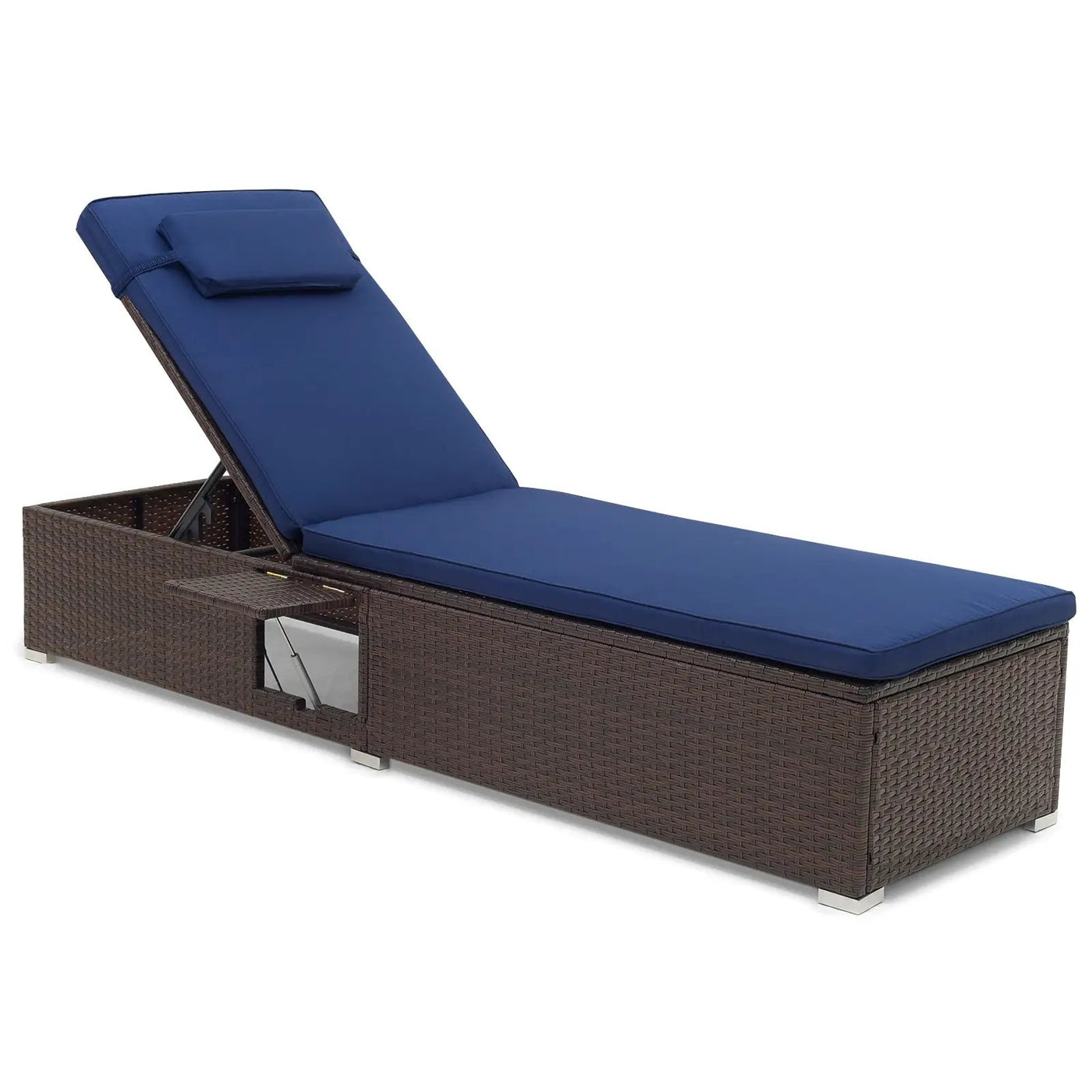 Outdoor PE RattanChaise Lounge with 6-level Backrest by DirectDeals