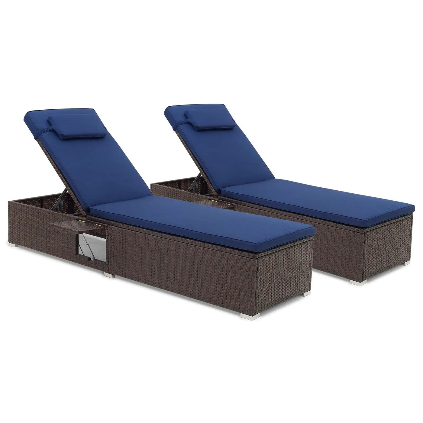 Outdoor PE RattanChaise Lounge with 6-level Backrest by DirectDeals