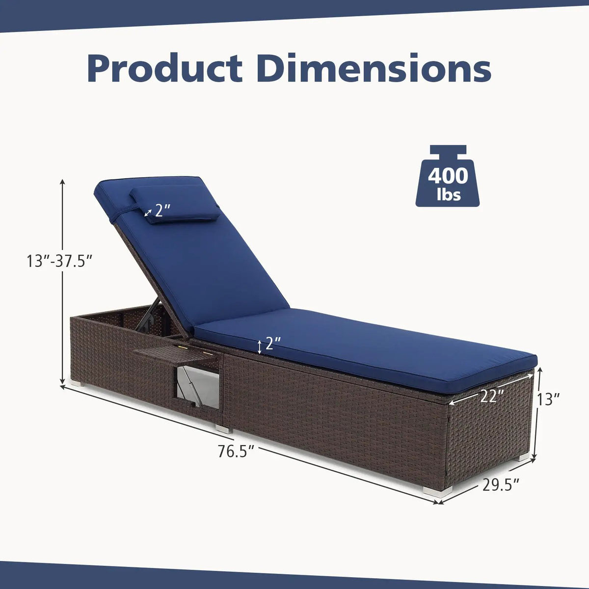 Outdoor PE RattanChaise Lounge with 6-level Backrest by DirectDeals