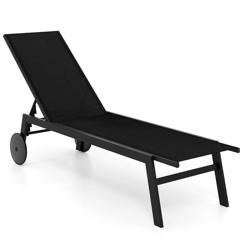 Patio Chaise Lounge Chair with Wheels and 6 by DirectDeals